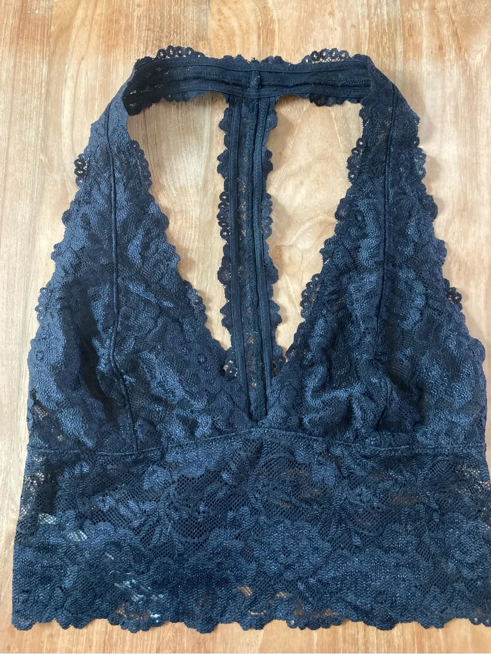 Free People Black Lace Halter Bralette